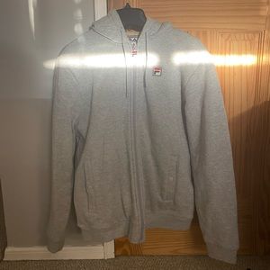 Fila! Fuzzy Sherpa Grey Zip Up Hoodie